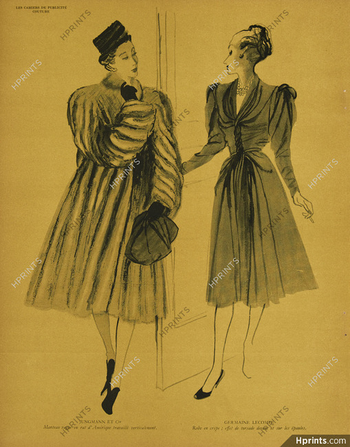 Jungmann & Germaine Lecomte 1945 René Gruau Fur Coat