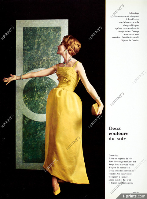 Givenchy 1959 Evening Dress, Mauboussin (Sac d'or et bijoux)