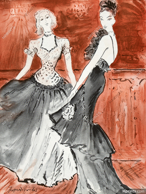 L. Mendel & Maggy Rouff 1947 Evening Gown, Roger Descombes