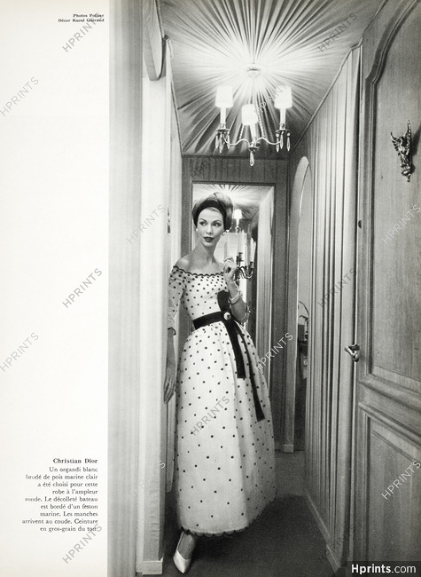 Christian Dior 1958 Robe à pois, Décor Raoul Guiraud, Photo Pottier