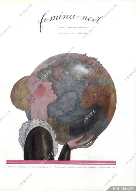 Georges Lepape 1928 "Planète Terre" Fémina Noël