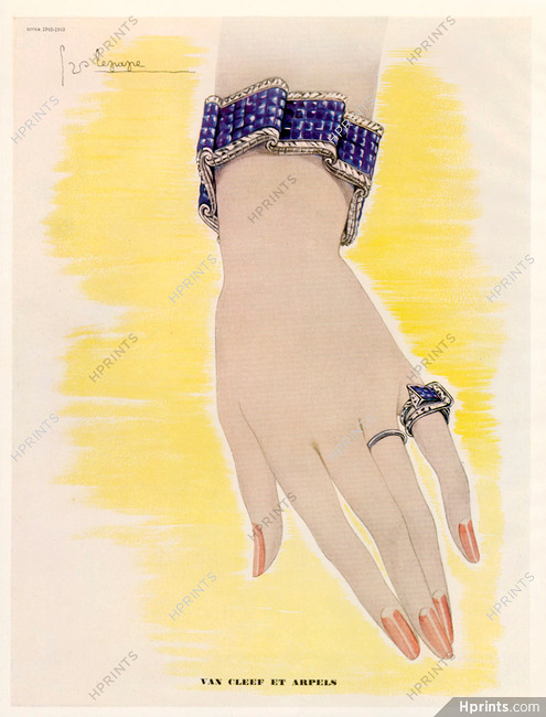 Van Cleef & Arpels 1942 Bracelet, Ring, Art Deco, Georges Lepape