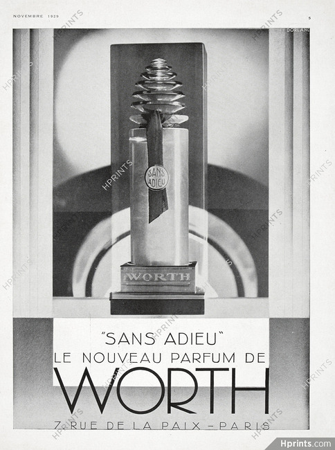 Worth (Perfumes) 1929 Sans Adieu, Art Deco