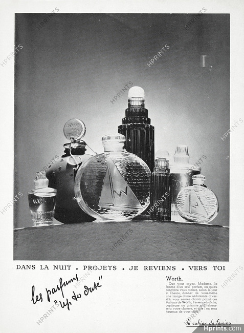 Worth (Perfumes) 1937 Dans la Nuit, Projets, Je Reviens, Vers