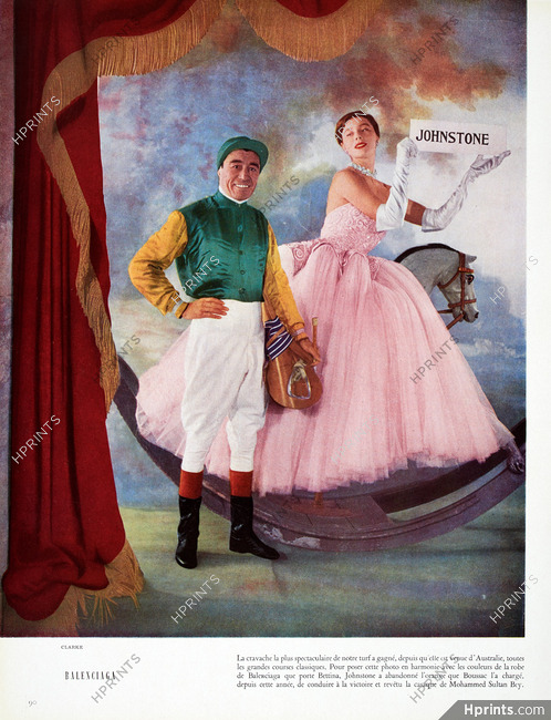 Balenciaga 1950 Johnstone, Jockey, Bettina Graziani, Photo Henry Clarke