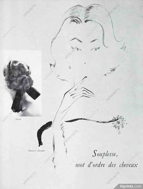 Carita & Alexandre 1955 Drawing by Yves Saint Laurent, Hairstyle