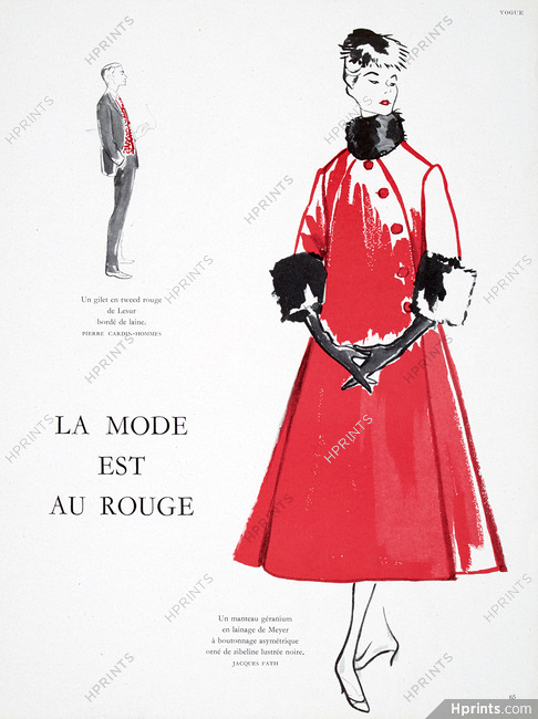 Jacques Fath 1955 La mode est au rouge, Meyer, Zibeline, Alfredo Bouret