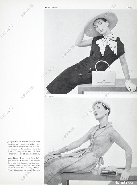 Jacques Griffe, Véra Boréa 1957 Hermès (sacs et gants), Photos Pottier