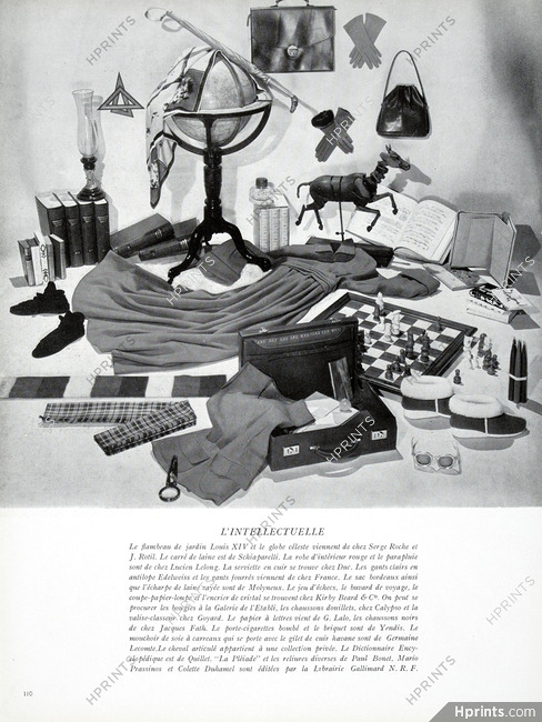 L'intellectuelle 1947 Kirby Beard & Co., Goyard Ainé, Schiaparelli... Photo Népo