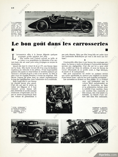 Le bon goût dans les carrosseries, 1930 - Voisin