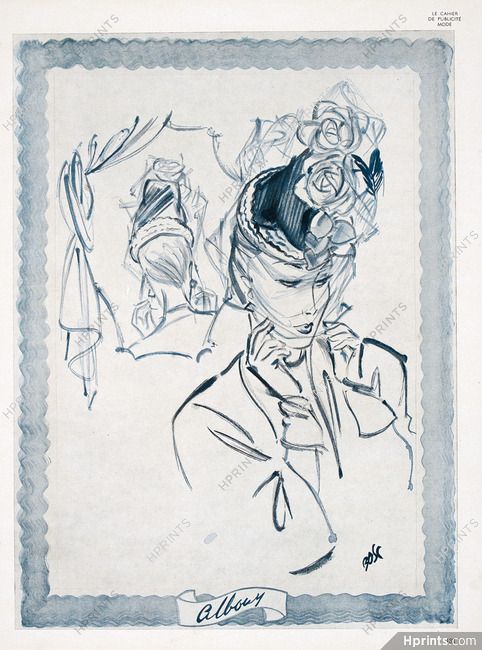 Albouy 1946 Fernando Bosc, Fashion Illustration Hats