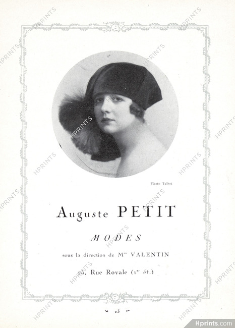 Auguste Petit (Millinery) 1925 Photo Talbot