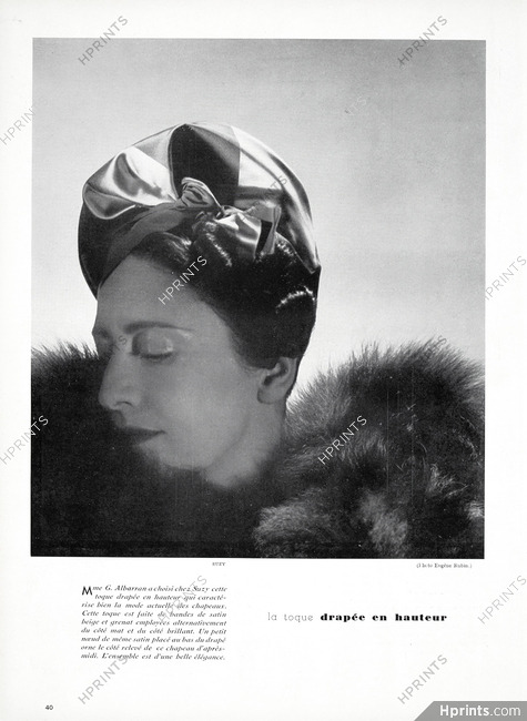 Suzy (Millinery) 1937 Mme G. Albarran, Photo Eugène Rubin