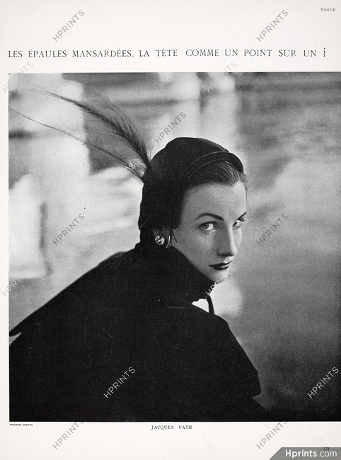Jacques Fath 1948 Feathers hat, Photo Clifford Coffin