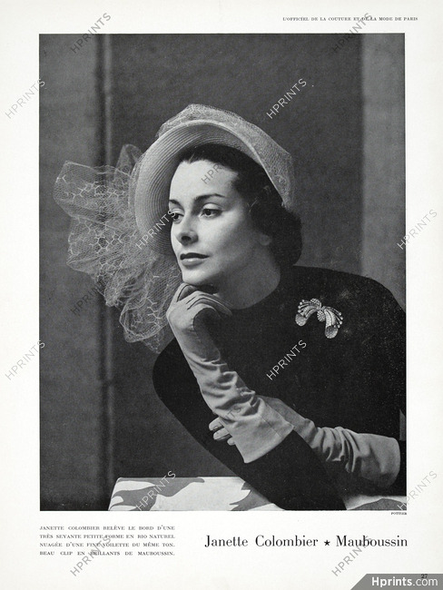 Janette Colombier 1949 Clip de Mauboussin, Photo Pottier