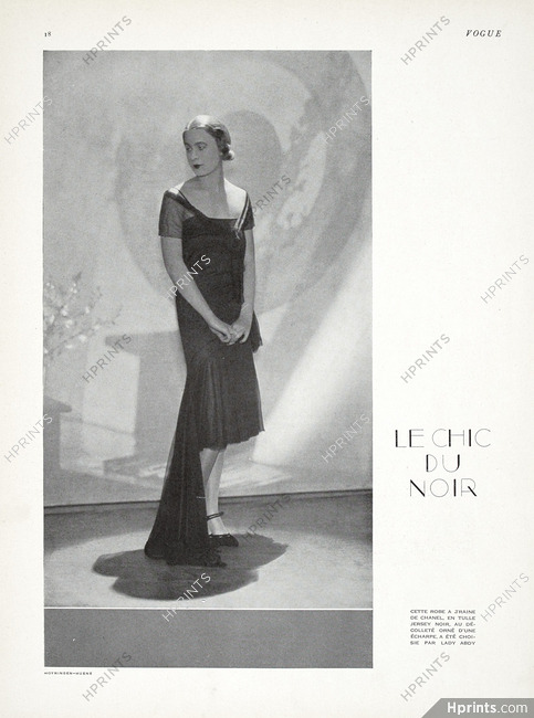 Chanel 1929 Black Evening Gown for Lady Abdy, Photo — Clipping