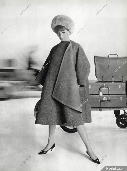 Nina Ricci 1961 Manteau, Réversible, Sacs et valises Hermès, Photo de Vassal