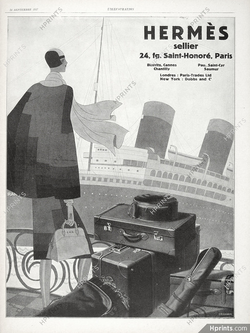 Hermès (Luggage) 1927 Handbag, Le France Transatlantic Liner, Léon Bénigni