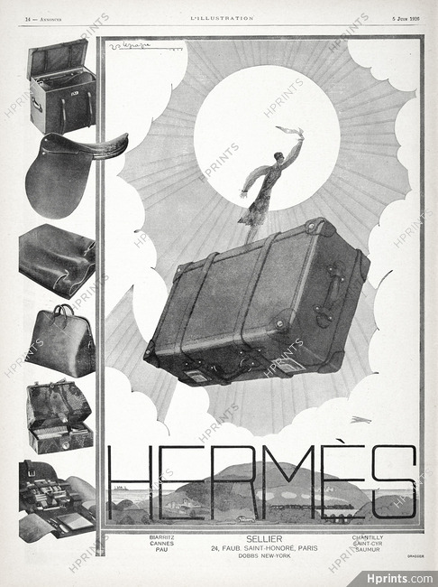 Hermès (Luggage) 1926 Georges Lepape, Toiletries Bag, Saddle, Suitcase...