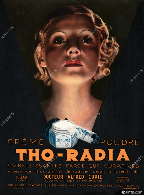 Tho-Radia (Cosmetics) 1933 Dr Alfred Curie, Thorium & Radium