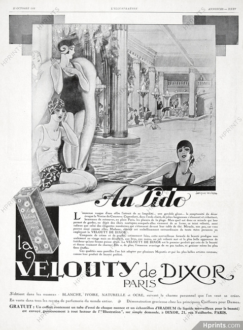 Velouty de Dixor 1928 Lido de Venise, Jacques Leclerc, Bathing Beauty, Swimmer