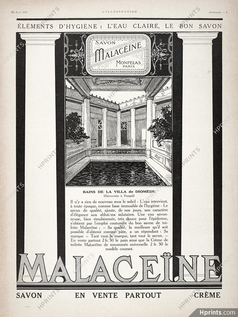 Malaceïne 1922 Bains de la Villa de Diomède, Pompéï
