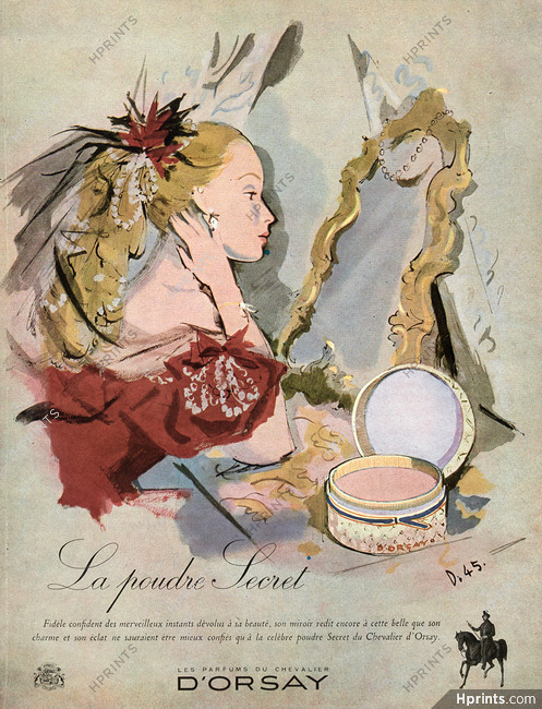 D'Orsay (Cosmetics) 1946 La Poudre Secret, Delfau