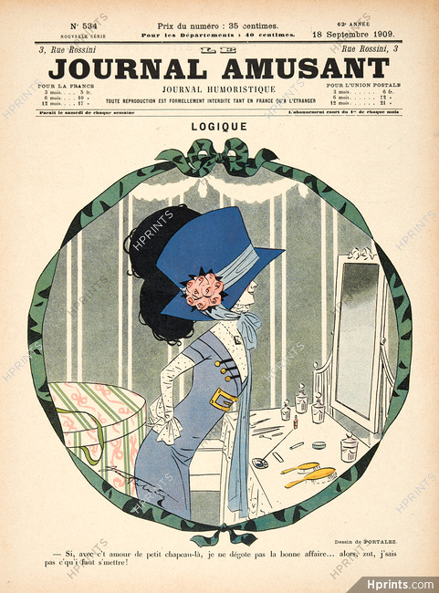 Portalez 1909 Logique, Fashion Satire, Millinery
