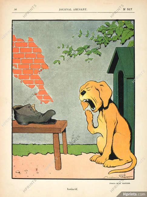 Benjamin Rabier 1909 Instinctif, Bâillement, Dog