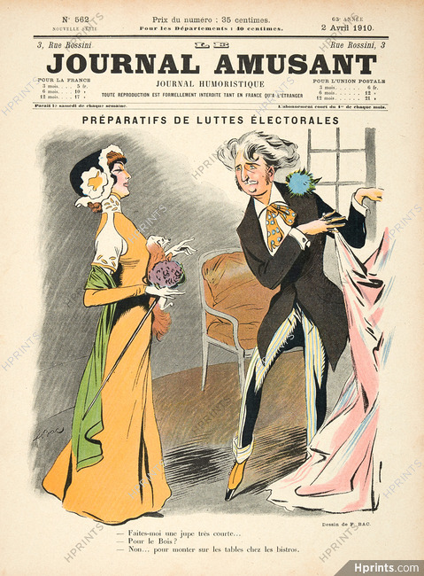 Ferdinand Bac 1910 Préparatifs de Luttes Electorales, Fashion Satire