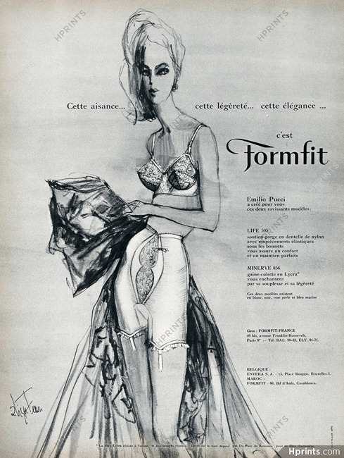 Formfit (Lingerie) 1963 Emilio Pucci, Eliza Fenn, Girdle & Brassiere