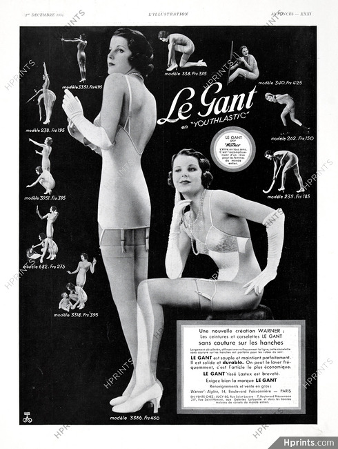 1948 women's Warners Le Gant girdle garters bra vintage fashion color ad