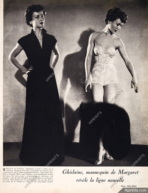 Charmis 1950 Girdle, Ghislaine de Boysson, Mannequin de la princesse Margaret, Photo Willy Rizzo