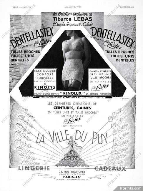 A La Ville Du Puy (Girdles) 1934 Dentellastex, Lastex, Tiburce Lebas, Photo Saad