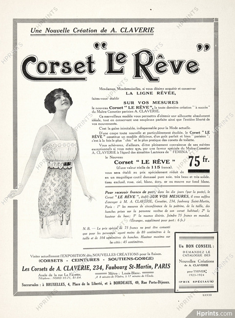A.Claverie (Corsetmaker) 1924 Le Reve Corset