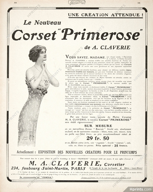 Claverie (Corsetmaker) 1912 "Primerose"