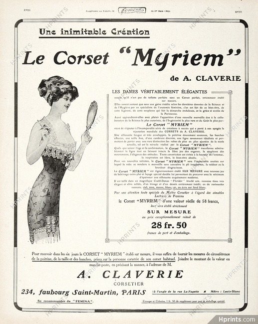 A.Claverie (Corsetmaker) 1911 "Myriem"