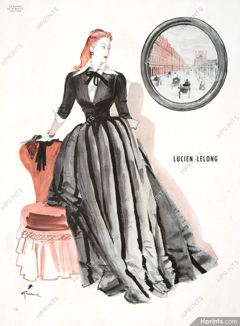 Lucien Lelong 1945 Evening Gown René Gruau