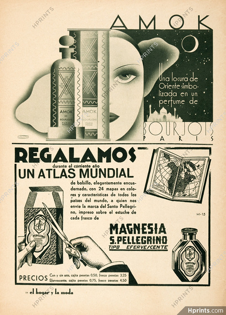 Bourjois (Perfumes) 1936 Amok, Spanish
