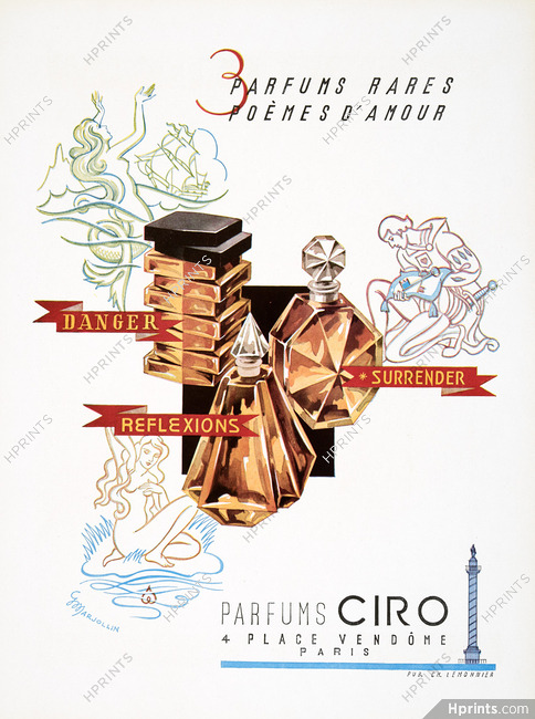 Ciro (Perfumes) 1946 Danger, Reflexions, Surrender, Mermaid, Marjollin