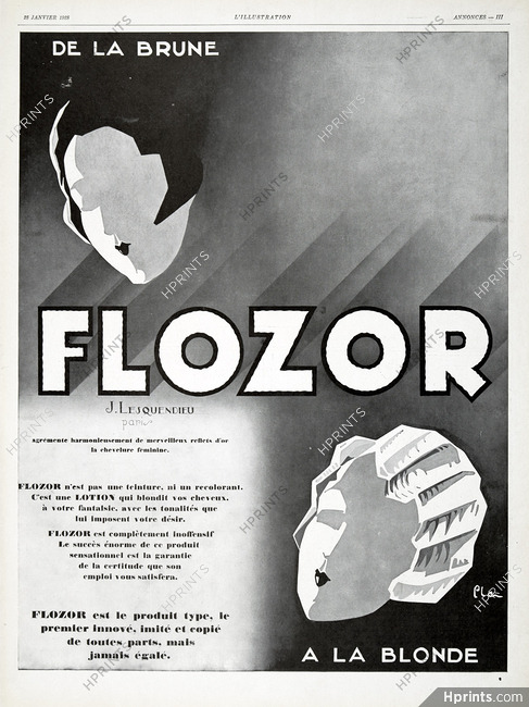 Flozor (Cosmetics) 1928 J. Lesquendieu, Pla