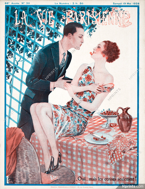 Léonnec 19 1928 Lovers, Cherries, La Vie Parisienne cover