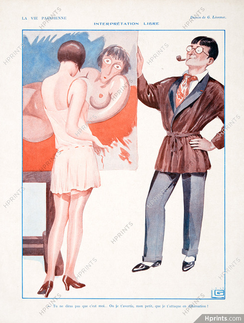 Léonnec 1928 "Interprétation Libre", Cubism, Foujita, Art Model, Sexy, Stockings