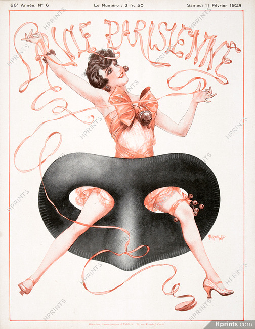 Hérouard 1928 Carnival, Mask, La Vie Parisienne cover