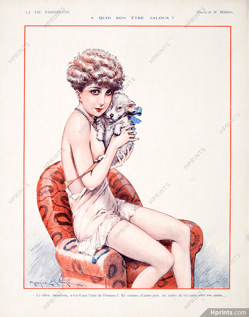 Millière 1928 "À Quoi Bon Être Jaloux ?" Puppy, Babydoll, Topless