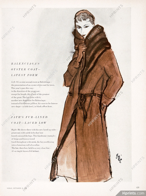 Jacques Fath 1954 Fur-lined Coat, Eric (Carl Erickson)