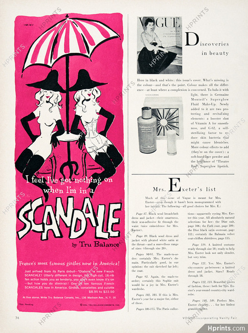 Scandale (Lingerie) 1954 Girdles, by Tru Balance