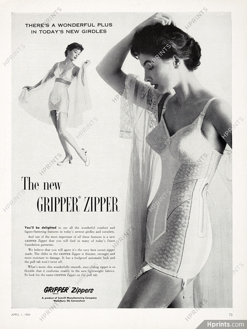 Gripper Zipper, Scovill 1954 Girdle, Corselette
