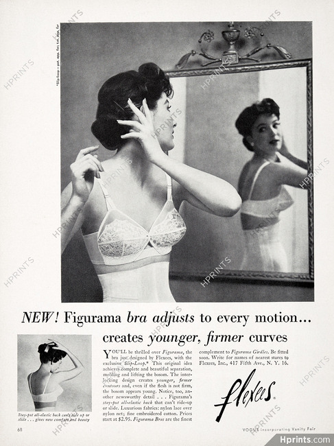 1955 womens Flexees High Round strapless bandeau bra vintage fashion ad