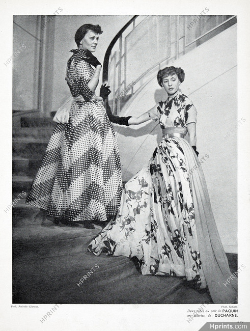 Paquin 1948 Two Evening Gowns, Soieries de Ducharne, Photo Schall